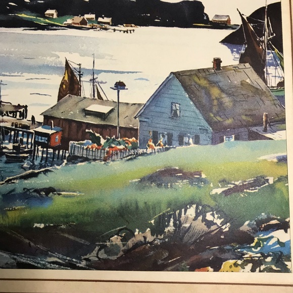 Watercolor Art Harbor Seaport C. Ivar Gilbert lithograph  Print Coming into port - Picture 13 of 16
